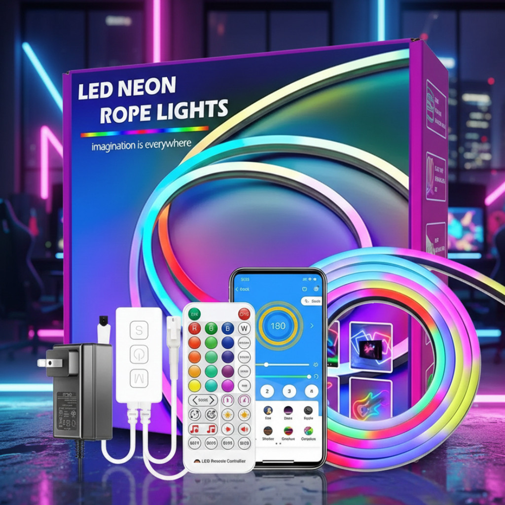 Комплект LED Neon Rope Lights зі стрічкою, контролером і USB живленням